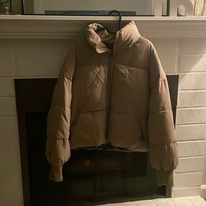 Tan shein puffer jacket that is brand new and can ship out asap!